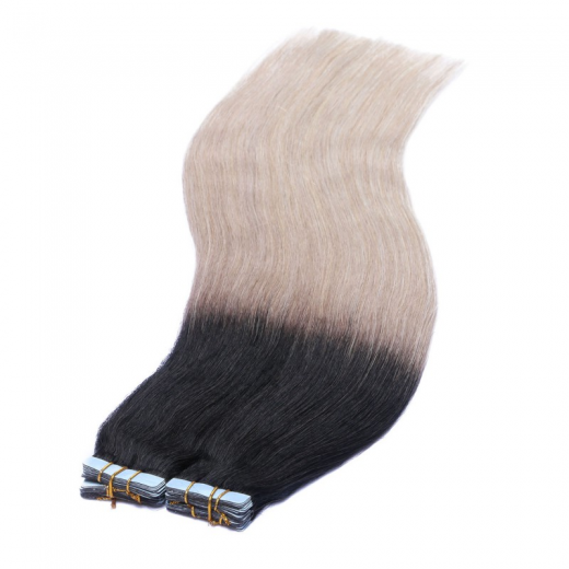 Tape Extensions #1B/GREY Ombre &ndash; 100 % Echthaar