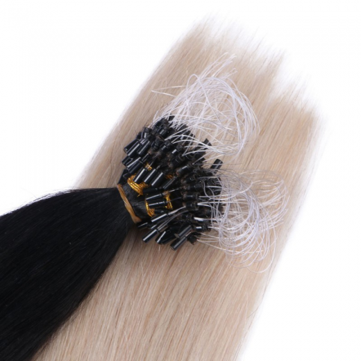 Microring Extensions #1B/Grau Ombre &ndash; 100 % Echthaar