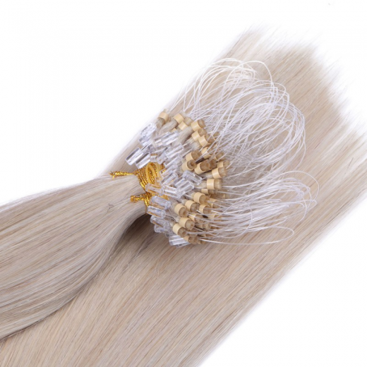 25 x Micro Ring / Loop - Grey / Grau - Hair Extensions 100% Echthaar - NOVON EXTENTIONS