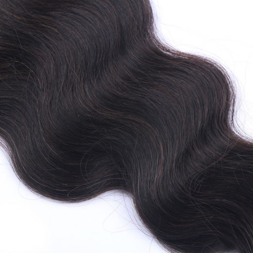 Bonding Extensions #1B Schwarzbraun gewellt &ndash; 100 % Echthaar