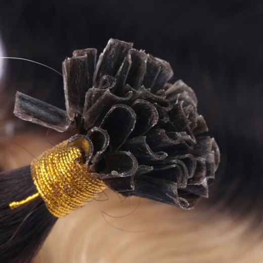 Bonding Extensions #1B Schwarzbraun gewellt &ndash; 100 % Echthaar