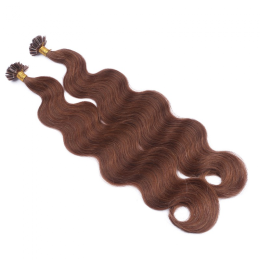 Bonding Extensions #6 Braun gewellt &ndash; 100 % Echthaar