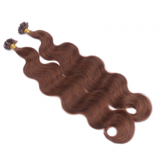 Bonding Extensions #6 Braun gewellt &ndash; 100 % Echthaar