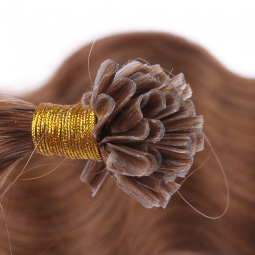 Bonding Extensions #8 Goldbraun gewellt &ndash; 100 % Echthaar