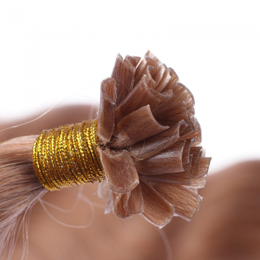 Bonding Extensions #12 Hellbraun gewellt &ndash; 100 % Echthaar