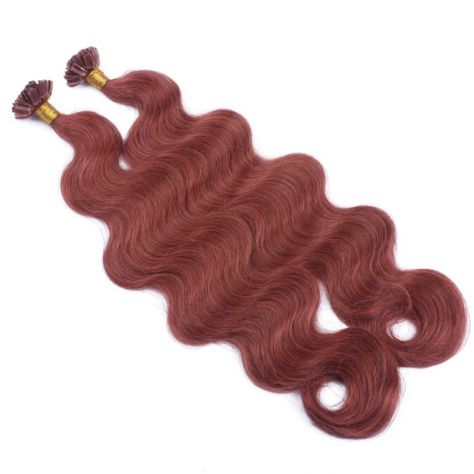 25 Keratin Bonding Hair Extensions - 14 Rot - GEWELLT 100% Echthaar 1g Str�hne - NOVON EXTENTIONS 50cm