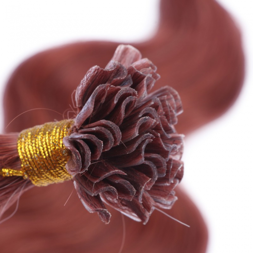 25 Keratin Bonding Hair Extensions - 14 Rot - GEWELLT 100% Echthaar 1g Str�hne - NOVON EXTENTIONS 50cm