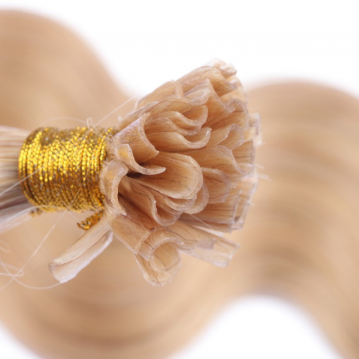 Bonding Extensions #18 Naturaschblond gewellt &ndash; 100 % Echthaar