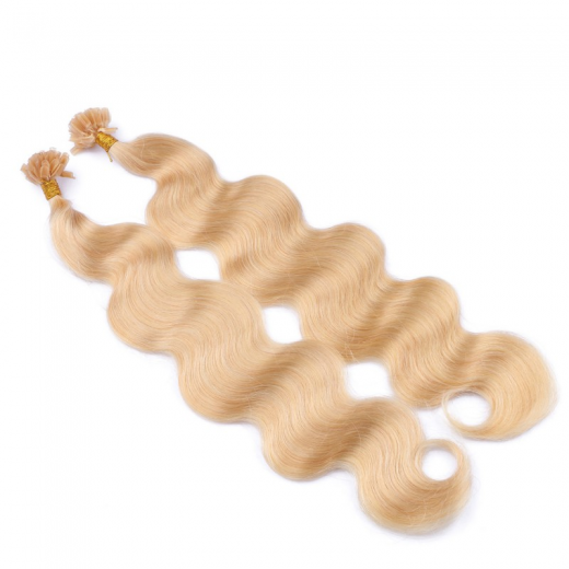 Bonding Extensions #24 Goldblond gewellt &ndash; 100 % Echthaar
