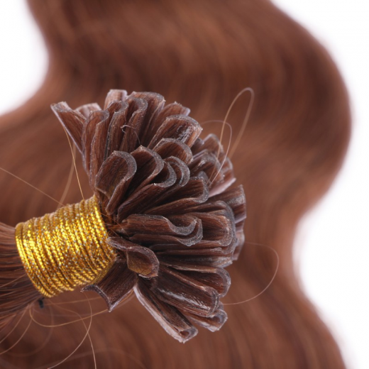 Bonding Extensions #33 Rotbraun gewellt &ndash; 100 % Echthaar