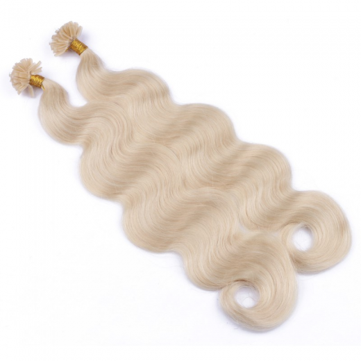 Bonding Extensions #60 Wei�blond gewellt &ndash; 100 % Echthaar