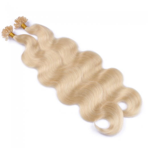 Bonding Extensions #613 Helllichtblond gewellt &ndash; 100 % Echthaar