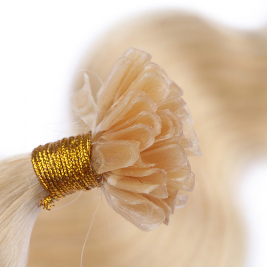 Bonding Extensions #613 Helllichtblond gewellt &ndash; 100 % Echthaar