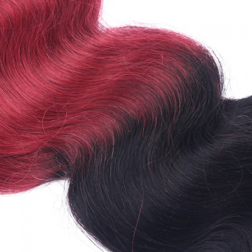 Bonding Extensions #1B/BURG Ombre gewellt &ndash; 100 % Echthaar