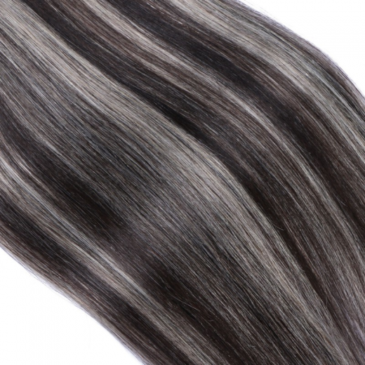 10 x Tape In (#1b/Grey Getrhnt) Hair Extensions - 2,5g 60 cm