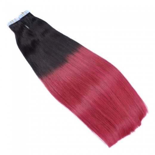 10 x Tape In - 1b/Burg Ombre - Hair Extensions - 2,5g - NOVON EXTENTIONS 50 cm