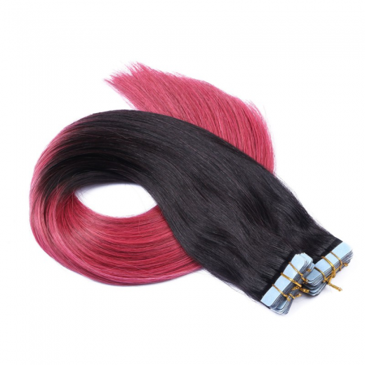 10 x Tape In - 1b/Burg Ombre - Hair Extensions - 2,5g - NOVON EXTENTIONS 60 cm