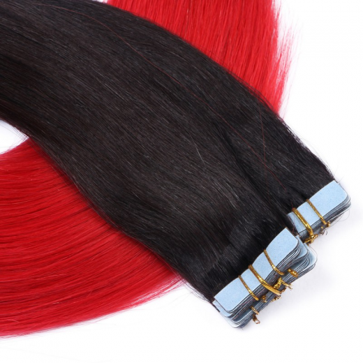 Tape Extensions #1B/RED Ombre &ndash; 100 % Echthaar