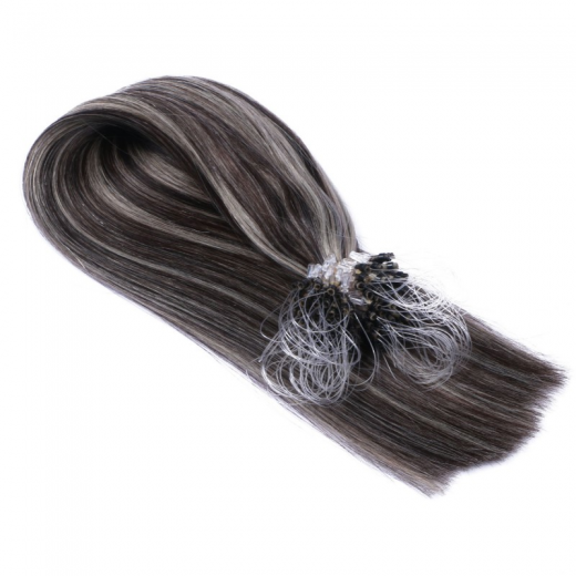 Microring Extensions #1B/Grau Gestr�hnt &ndash; 100 % Echthaar