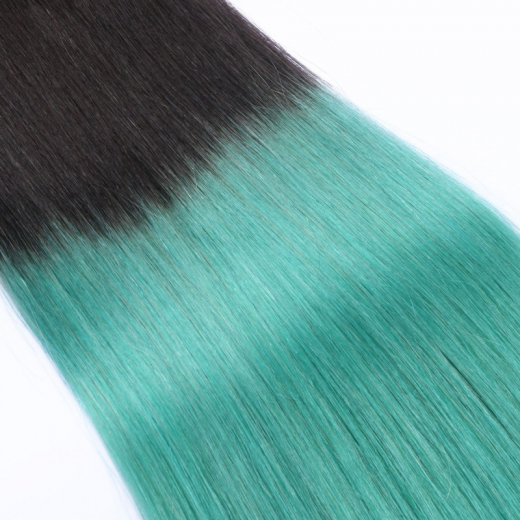 Microring Extensions #1B/Hellblau Ombre &ndash; 100 % Echthaar