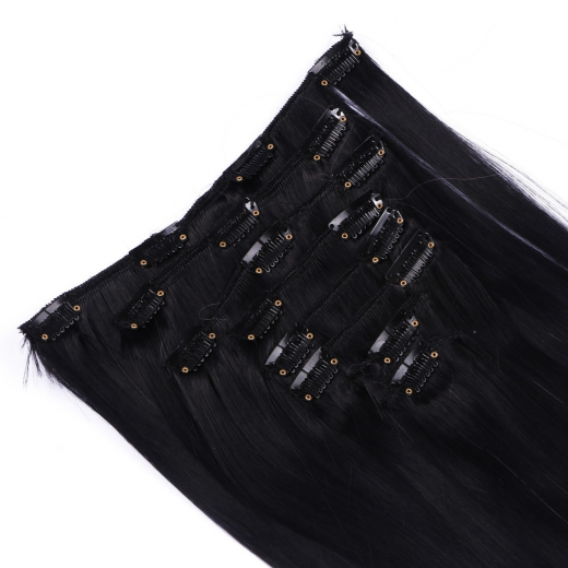 #1B/Lightpink Ombre - Clip-In Hair Extensions / 8 Tressen / Haarverlngerung XXL Komplettset 60 cm - Gewellt