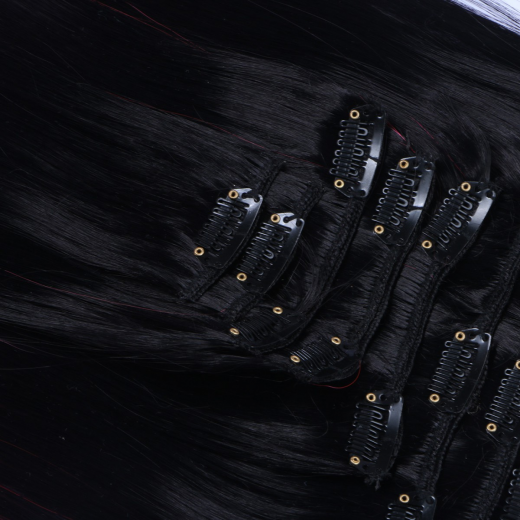 #1B/Pink Ombre - Clip-In Hair Extensions / 8 Tressen / Haarverlngerung XXL Komplettset 50 cm - Glatt