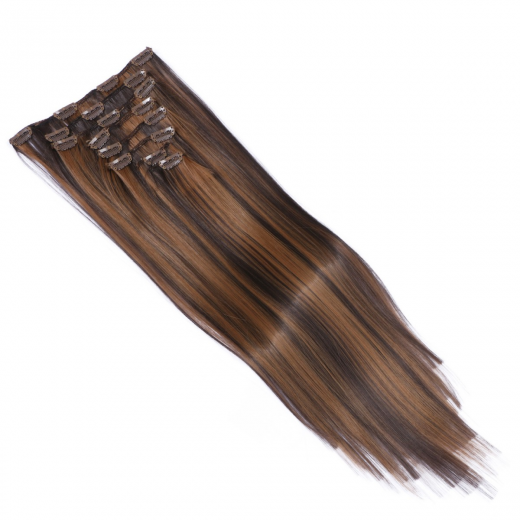 #4/20 Gestrhnt - Clip-In Hair Extensions / 8 Tressen / Haarverlngerung XXL Komplettset 60 cm - Glatt