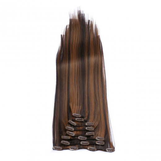 #4/20 Gestrhnt - Clip-In Hair Extensions / 8 Tressen / Haarverlngerung XXL Komplettset 60 cm - Glatt