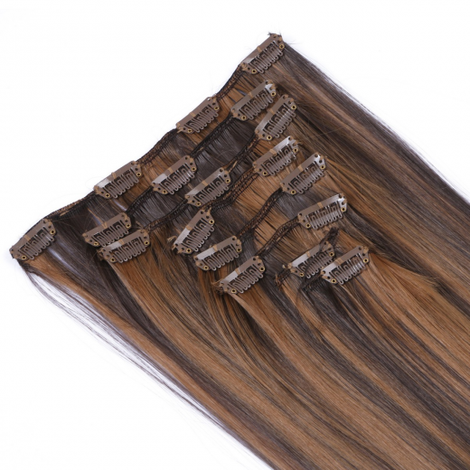 #4/20 Gestrhnt - Clip-In Hair Extensions / 8 Tressen / Haarverlngerung XXL Komplettset 60 cm - Gewellt