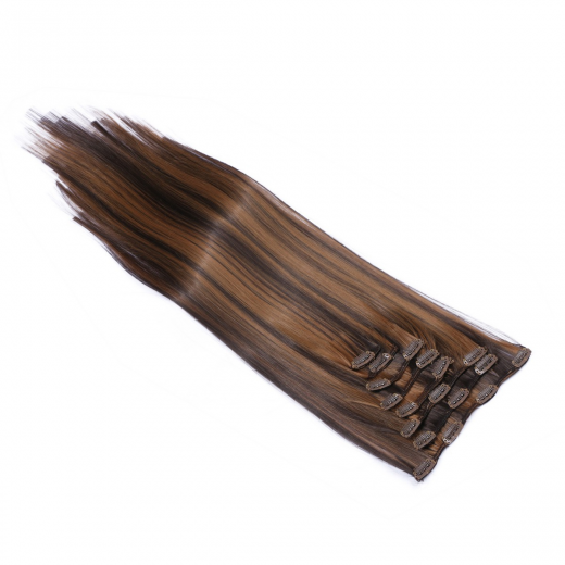 #4/20 Gestrhnt - Clip-In Hair Extensions / 8 Tressen / Haarverlngerung XXL Komplettset 60 cm - Gewellt