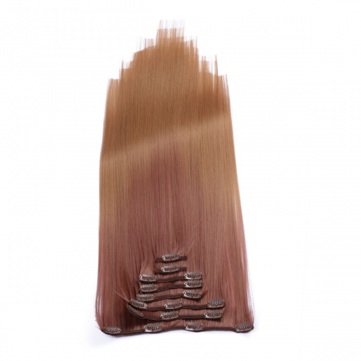 #4/27 Ombre - Clip-In Hair Extensions / 8 Tressen / Haarverlngerung XXL Komplettset 50 cm - Glatt