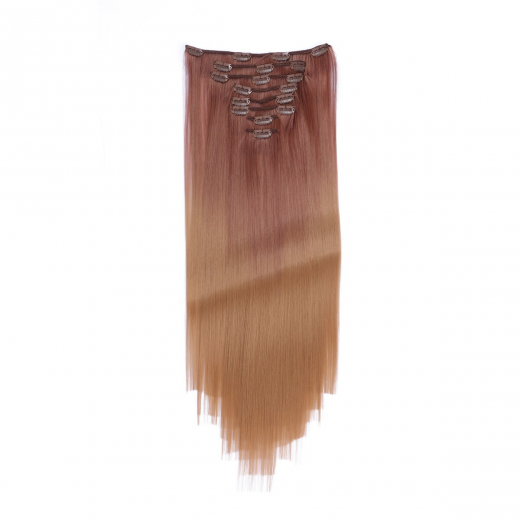 #4/27 Ombre - Clip-In Hair Extensions / 8 Tressen / Haarverlngerung XXL Komplettset 60 cm - Gewellt
