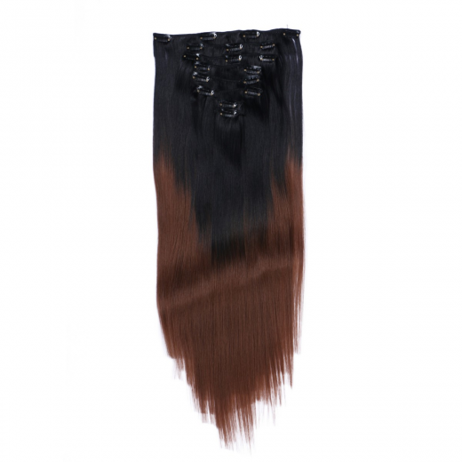 #6/27 Ombre - Clip-In Hair Extensions / 8 Tressen / Haarverlngerung XXL Komplettset 50 cm - Glatt