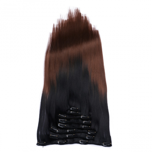 #6/27 Ombre - Clip-In Hair Extensions / 8 Tressen / Haarverlngerung XXL Komplettset 50 cm - Glatt
