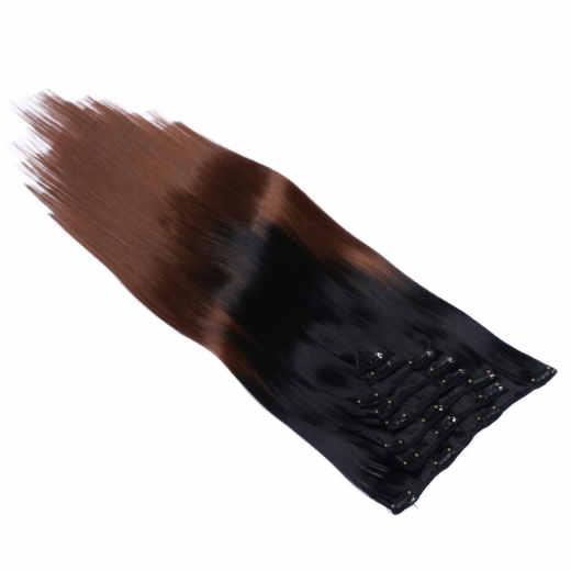 #6/27 Ombre - Clip-In Hair Extensions / 8 Tressen / Haarverlngerung XXL Komplettset 60 cm - Gewellt