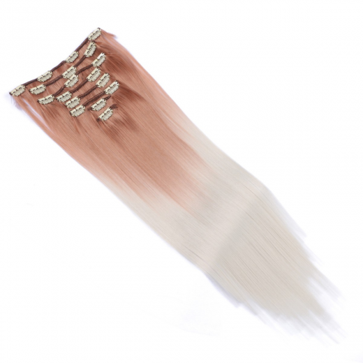 #12/60 Ombre - Clip-In Hair Extensions / 8 Tressen / Haarverlngerung XXL Komplettset 60 cm - Gewellt