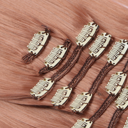 #12/60 Ombre - Clip-In Hair Extensions / 8 Tressen / Haarverlngerung XXL Komplettset 60 cm - Gewellt