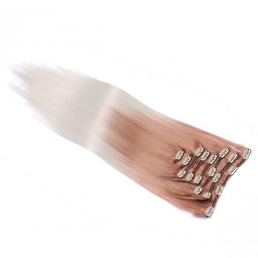 #12/60 Ombre - Clip-In Hair Extensions / 8 Tressen / Haarverlngerung XXL Komplettset 60 cm - Gewellt