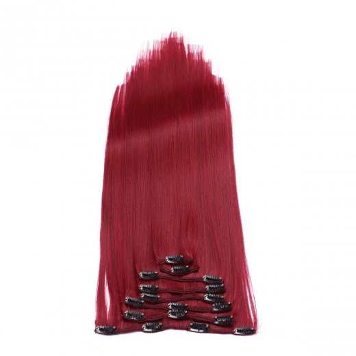 #Burg - Clip-In Hair Extensions / 8 Tressen / Haarverlngerung XXL Komplettset 50 cm - Glatt
