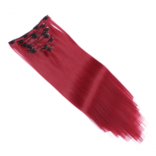 #Burg - Clip-In Hair Extensions / 8 Tressen / Haarverlngerung XXL Komplettset 60 cm - Gewellt