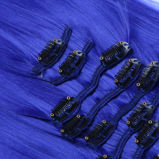#Darkblue - Clip-In Hair Extensions / 8 Tressen / Haarverlngerung XXL Komplettset 60 cm - Gewellt