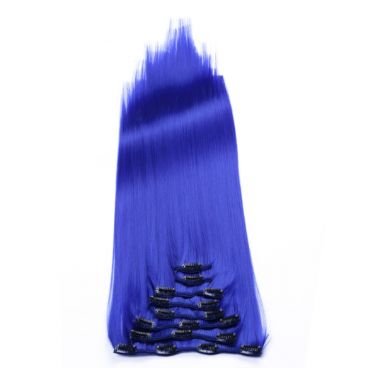 #Darkblue - Clip-In Hair Extensions / 8 Tressen / Haarverlngerung XXL Komplettset 60 cm - Gewellt