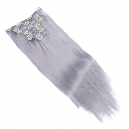 #Grey/Grau - Clip-In Hair Extensions / 8 Tressen / Haarverl�ngerung XXL Komplettset 50 cm - Glatt