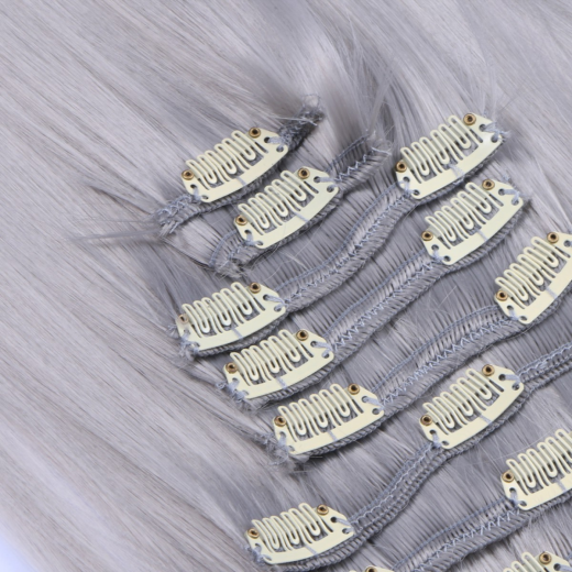 #Grey/Grau - Clip-In Hair Extensions / 8 Tressen / Haarverl�ngerung XXL Komplettset 50 cm - Glatt