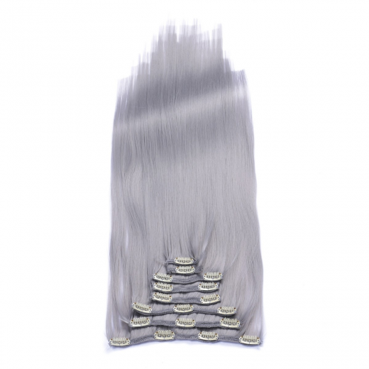 #Grey/Grau - Clip-In Hair Extensions / 8 Tressen / Haarverl�ngerung XXL Komplettset 50 cm - Glatt