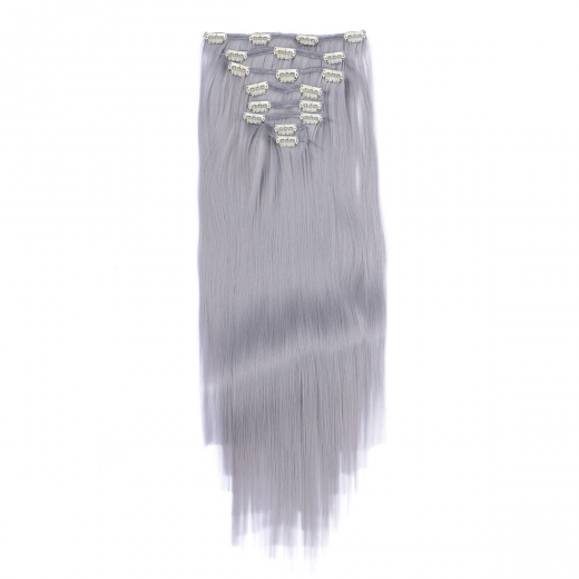 #Grey/Grau - Clip-In Hair Extensions / 8 Tressen / Haarverlngerung XXL Komplettset 60 cm - Glatt