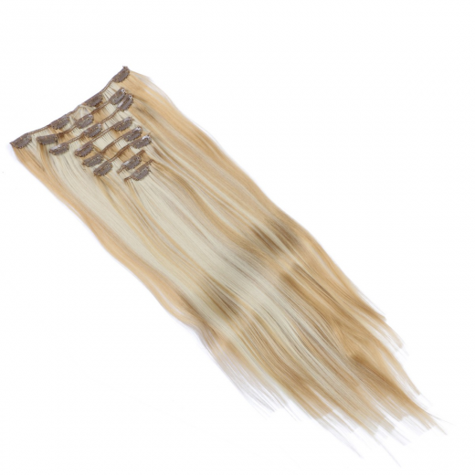 #H27/613 Gestrhnt - Clip-In Hair Extensions / 8 Tressen / Haarverlngerung XXL Komplettset 50 cm - Glatt