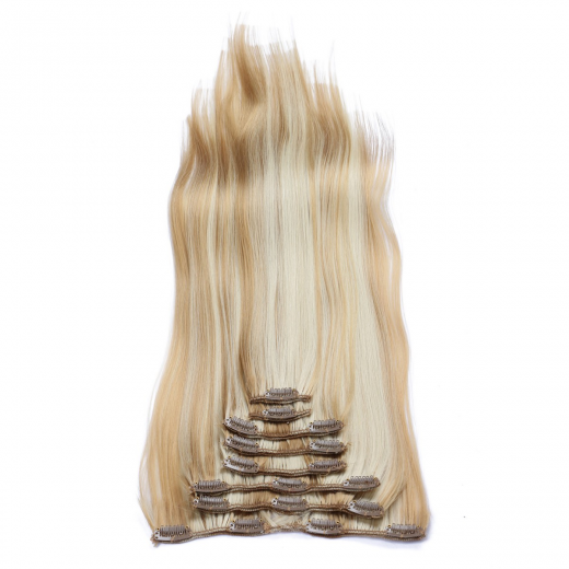 #H27/613 Gestrhnt - Clip-In Hair Extensions / 8 Tressen / Haarverlngerung XXL Komplettset 50 cm - Glatt