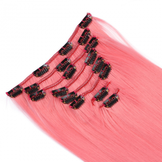 #Pink - Clip-In Hair Extensions / 8 Tressen / Haarverlngerung XXL Komplettset 60 cm - Gewellt