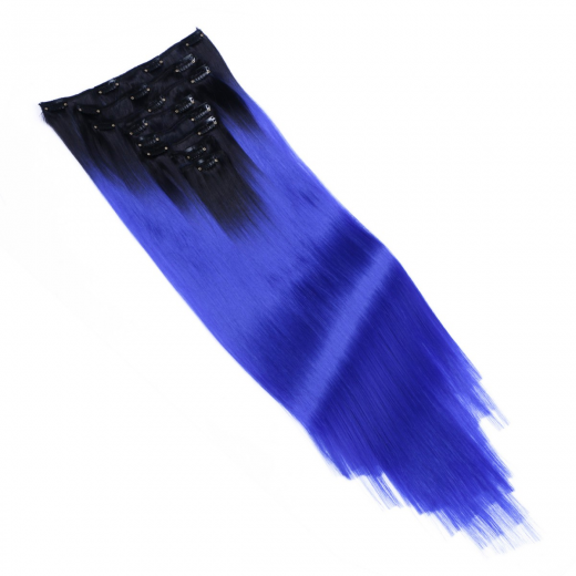 #T1B/Blue Ombre - Clip-In Hair Extensions / 8 Tressen / Haarverlngerung XXL Komplettset